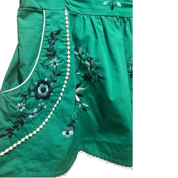 Vanessa Virginia Anthropologie Green Embroidered Strapless Y2K Boho Top Size 0 - Picture 6 of 8